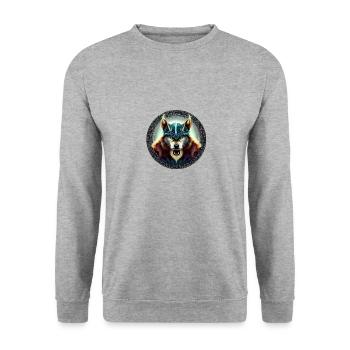 Ink & Ivory Viking Wolf - Unisex Pullover - Weißgrau meliert - Vorne - Alina (178cm) & Michal (187cm)
