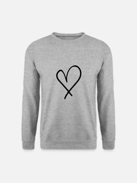 Herz Emoji Skizze - Unisex Pullover - Weißgrau meliert