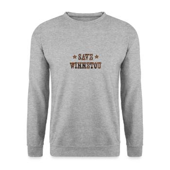 Sauvez Winnetou Indian Wild West Gift - Sweat-shirt Unisexe - gris chiné - Devant - Alina (178cm) & Michal (187cm)