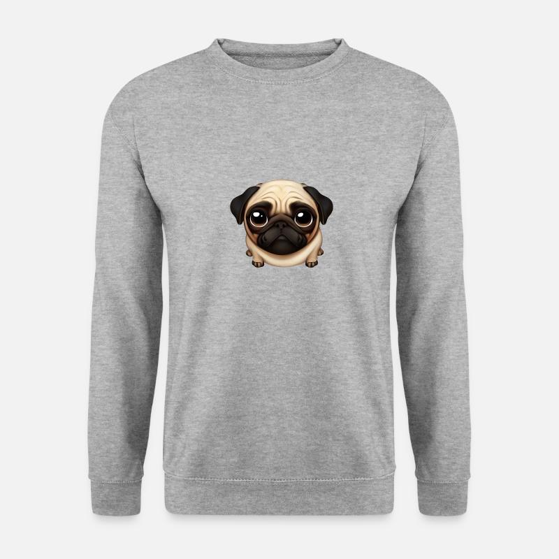 Mops-Liebe-Design - Unisex Pullover - Weißgrau meliert