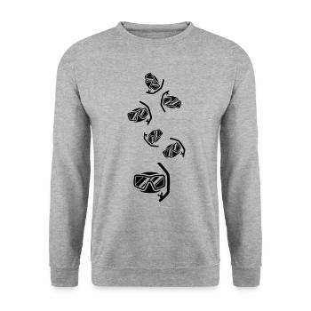 Taucherbrille Silhouette - Unisex Pullover - Weißgrau meliert - Vorne - Alina (178cm) & Michal (187cm)