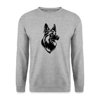 Tête de chien de berger allemand - Sweat-shirt Unisexe - gris chiné - Devant - Alina (178cm) & Michal (187cm)