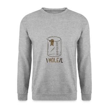 Une mole par litre Drôle Chimie Geek Physics Nerd - Sweat-shirt Unisexe - gris chiné - Devant - Alina (178cm) & Michal (187cm)