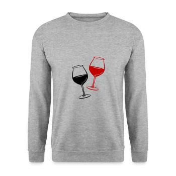 Wine Symbol Glass - Unisex Sweatshirt - salt & pepper - Front - Alina (178cm) & Michal (187cm)