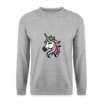 Unicorn Head Crown - Unisex Sweatshirt - salt & pepper - Front - Alina (178cm) & Michal (187cm)