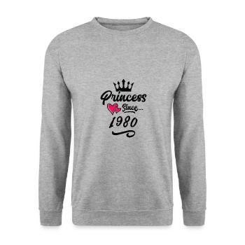 1980 Anniversaire de la princesse - Sweat-shirt Unisexe - gris chiné - Devant - Alina (178cm) & Michal (187cm)