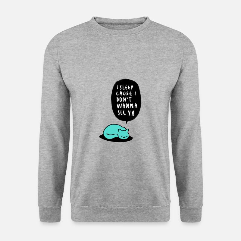 SCHLAFENDE KATZE - Unisex Pullover - Weißgrau meliert