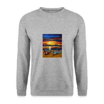 Boot 'n' Meer - Unisex Pullover - Weißgrau meliert - Vorne - Alina (178cm) & Michal (187cm)