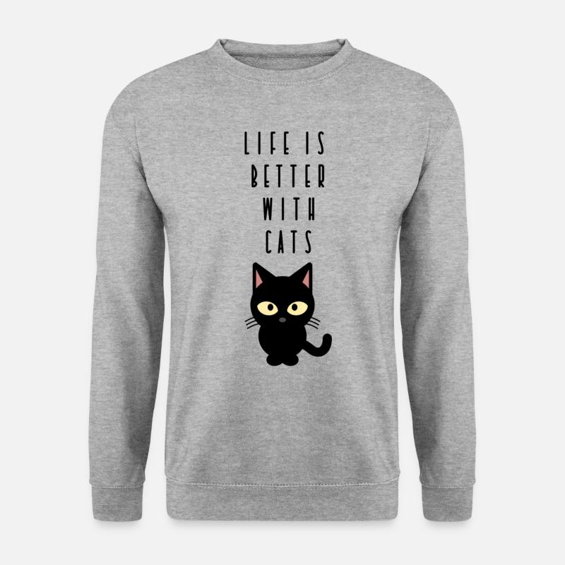 Katze - Unisex Pullover - Weißgrau meliert