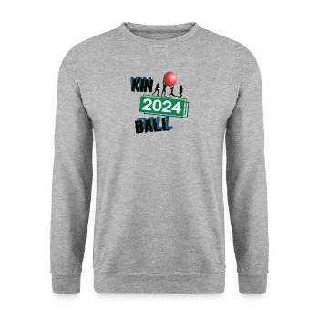 Kinball Spieler Team Turnier Mannschaft in 2024 - Unisex Pullover - Weißgrau meliert - Vorne - Alina (178cm) & Michal (187cm)