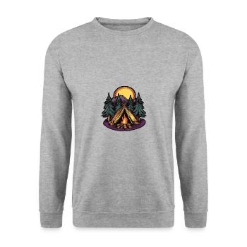Camping Forest Tent - Unisex Sweatshirt - salt & pepper - Front - Alina (178cm) & Michal (187cm)
