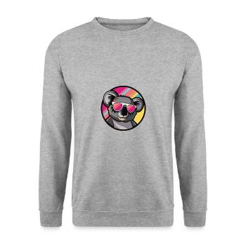 Koala Comic Cool Sommer - Unisex Pullover - Weißgrau meliert - Vorne - Alina (178cm) & Michal (187cm)
