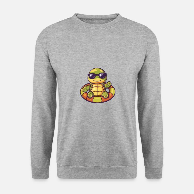 Schildkröte Comic Cool - Unisex Pullover - Weißgrau meliert