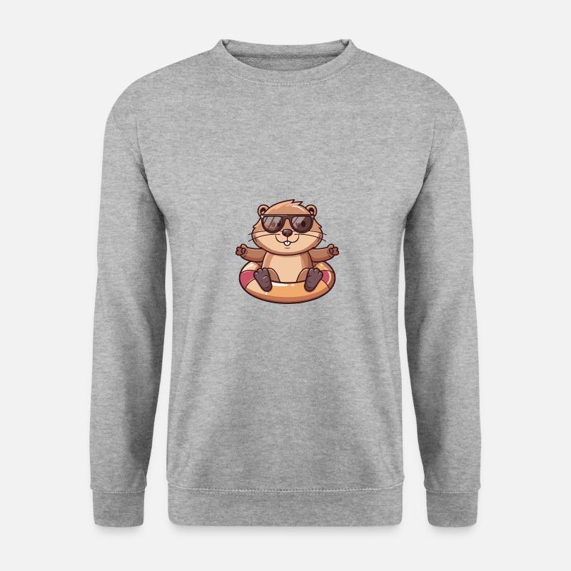 Biber Comic Cool - Unisex Pullover - Weißgrau meliert