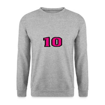 10. 10 YEARS. 10th ANNIVERSARY. 10 YEAR ANNIVERSARY. - Unisex Sweatshirt - salt & pepper - Front - Alina (178cm) & Michal (187cm)