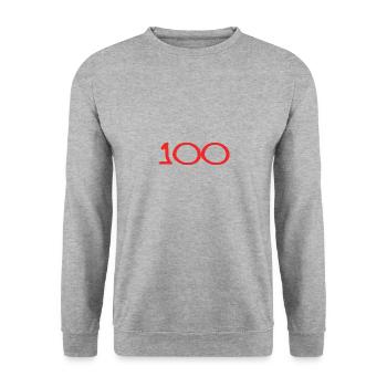 100. 100 ANS. 100e ANNIVERSAIRE. ANNIVERSAIRE 100 - Sweat-shirt Unisexe - gris chiné - Devant - Alina (178cm) & Michal (187cm)
