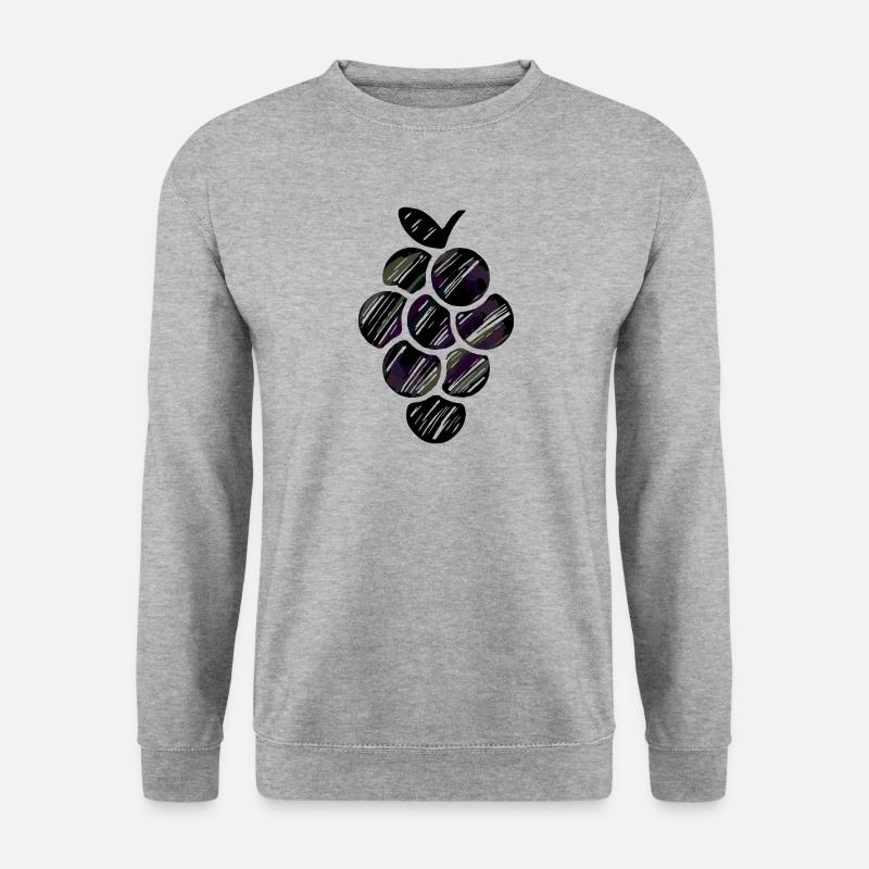 illustrierte Trauben - Unisex Pullover - Weißgrau meliert