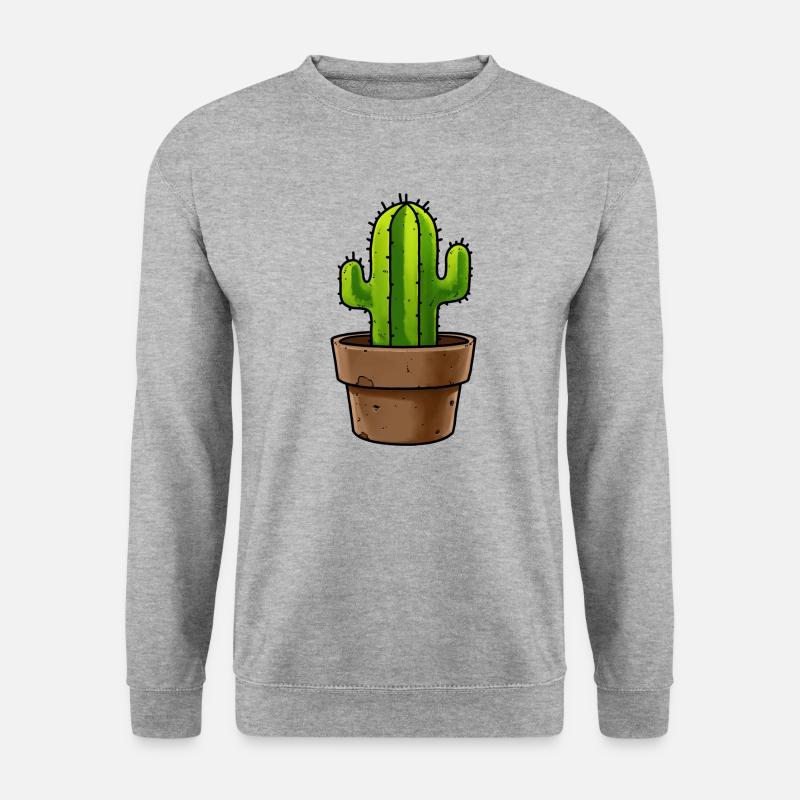 Kaktus im Topf - Unisex Pullover - Weißgrau meliert