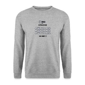 Autoball Fußball Spieler Liebhaber Autoballer - Unisex Pullover - Weißgrau meliert - Vorne - Alina (178cm) & Michal (187cm)