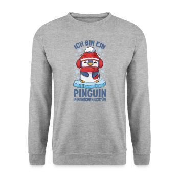Pinguine Ich Bin Ein Pinguin - Unisex Pullover - Weißgrau meliert - Vorne - Alina (178cm) & Michal (187cm)
