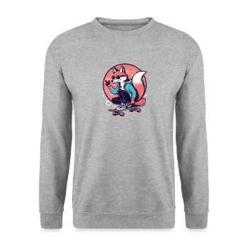 Skater-Fuchs - Unisex Pullover - Weißgrau meliert - Vorne - Alina (178cm) & Michal (187cm)