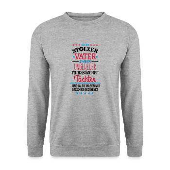 Ungeheuer fantastische 2 Töchter - Vater -Shirt 3C - Unisex Pullover - Weißgrau meliert - Vorne - Alina (178cm) & Michal (187cm)