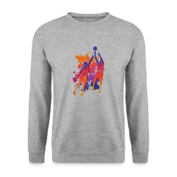 Basketteur Coloré Paint Slam Dunk Sports - Sweat-shirt Unisexe - gris chiné - Devant - Alina (178cm) & Michal (187cm)