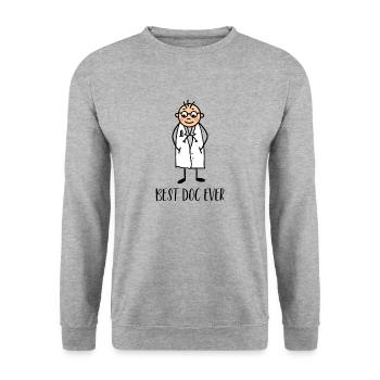 Doktor - Bester Arzt aller Zeiten - Best Doc Ever - Unisex Pullover - Weißgrau meliert - Vorne - Alina (178cm) & Michal (187cm)