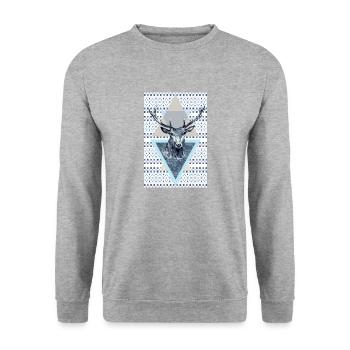 Hirschkönig des Waldes - Unisex Pullover - Weißgrau meliert - Vorne - Alina (178cm) & Michal (187cm)