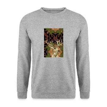 Deer king of the forest - Unisex Sweatshirt - salt & pepper - Front - Alina (178cm) & Michal (187cm)