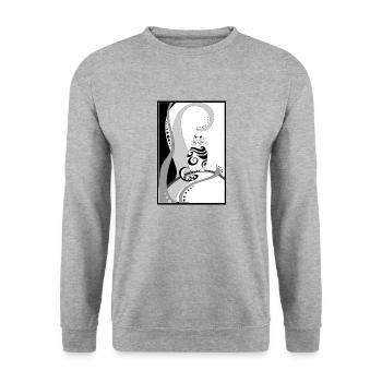 chat - Sweat-shirt Unisexe - gris chiné - Devant - Alina (178cm) & Michal (187cm)