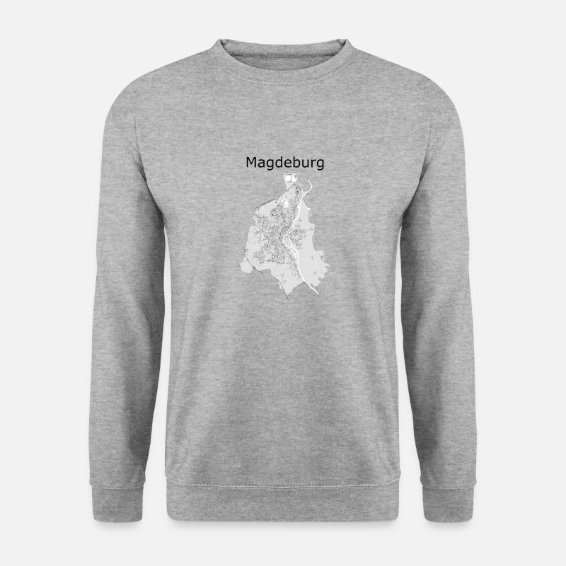 stilisierte Straßenkarte Magdeburg - Unisex Pullover - Weißgrau meliert