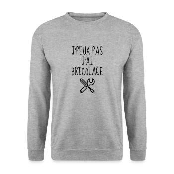 DIY - Do it yourself - Bricoalge - Handyman - Dad - Unisex Sweatshirt - salt & pepper - Front - Alina (178cm) & Michal (187cm)