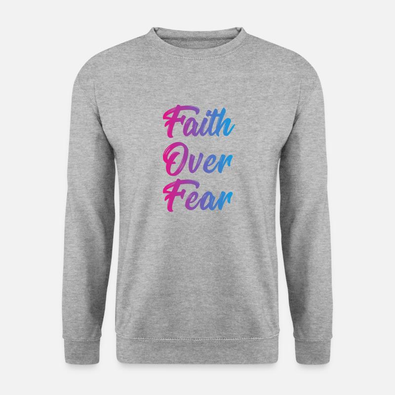 Faith over Fear - Unisex Pullover - Weißgrau meliert