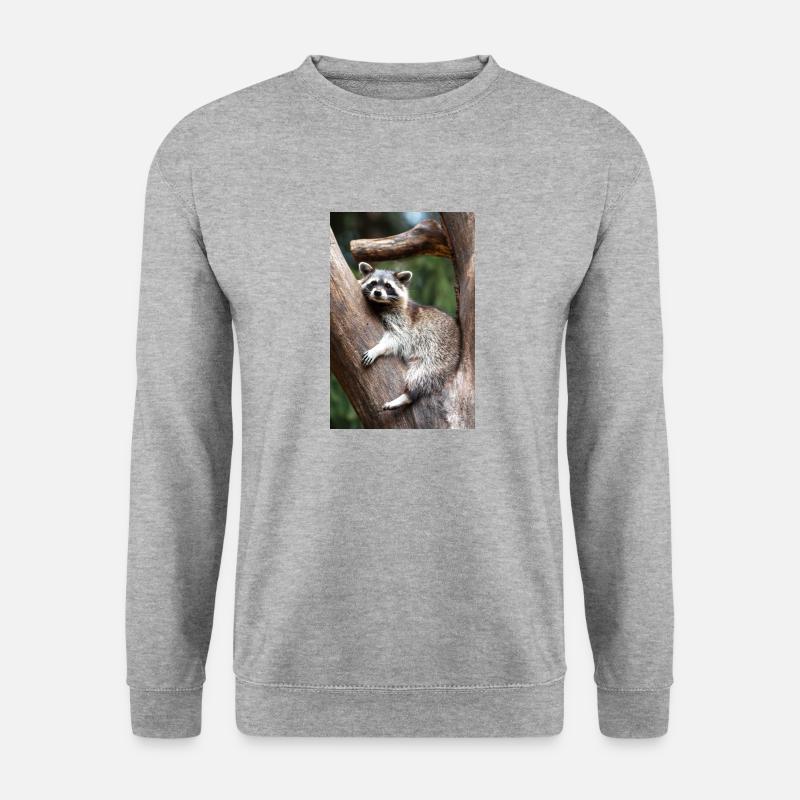 North American racoon (in german Waschbär) - Unisex Pullover - Weißgrau meliert