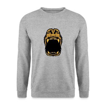 open mouth big mouth roars - Unisex Sweatshirt - salt & pepper - Front - Alina (178cm) & Michal (187cm)