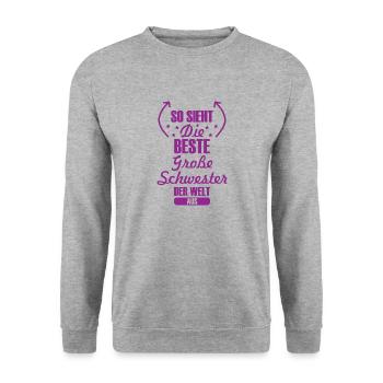 Beste Große Schwester Schwangerschaft Geschenk - Unisex Pullover - Weißgrau meliert - Vorne - Alina (178cm) & Michal (187cm)