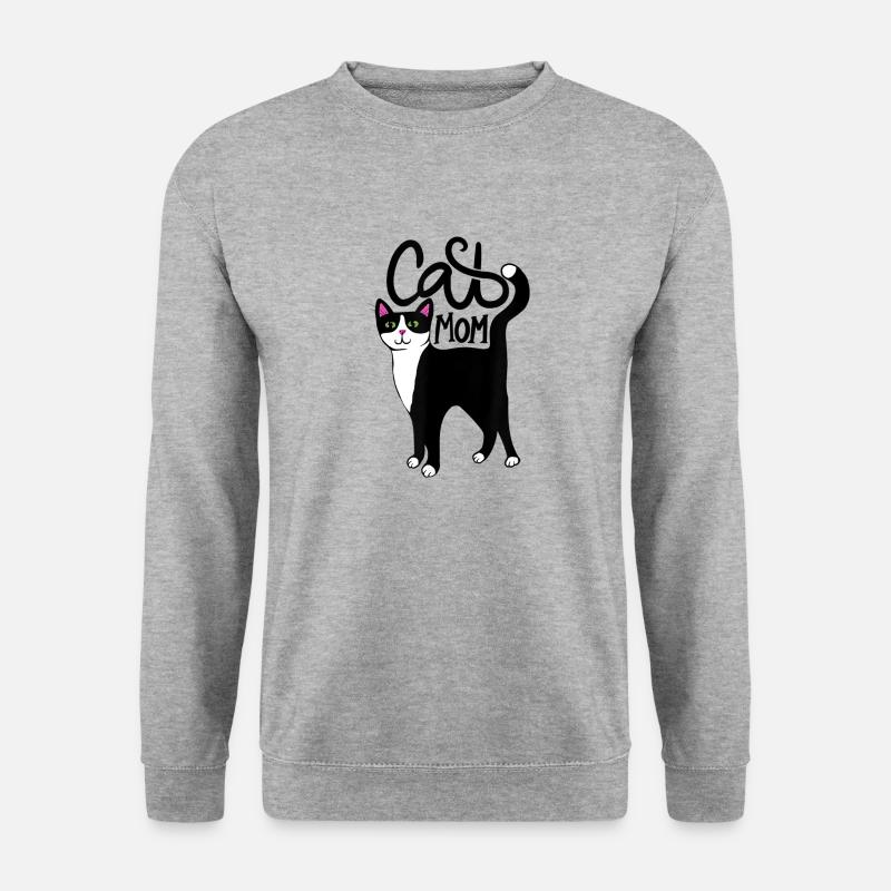 Katzen Mutter Cat Mom Mama - Unisex Pullover - Weißgrau meliert
