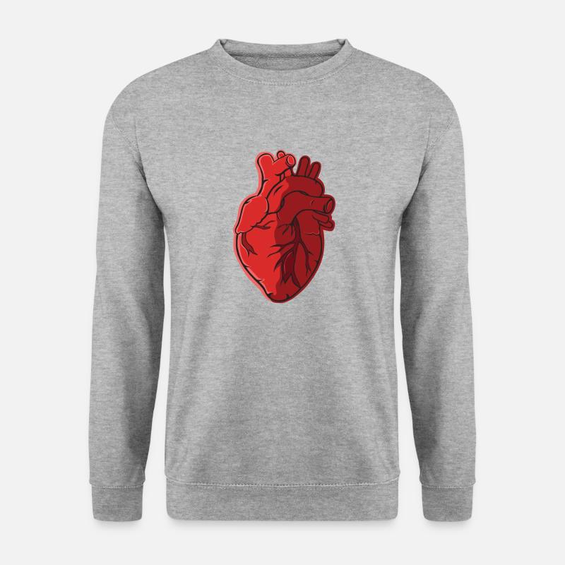Herz Anatomie - Unisex Pullover - Weißgrau meliert