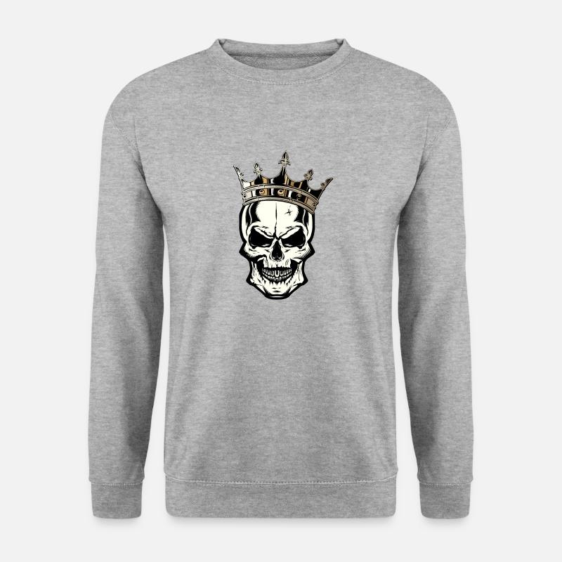 Kopf des Todes Krone Schädel Fantasy Pirat - Unisex Pullover - Weißgrau meliert