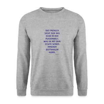 Der Mensch sieht nur das klar... Rudolf Steiner - Unisex Pullover - Weißgrau meliert - Vorne - Alina (178cm) & Michal (187cm)