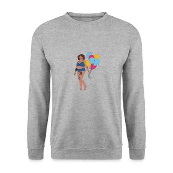 Femme avec des ballons - Sweat-shirt Unisexe - gris chiné - Devant - Alina (178cm) & Michal (187cm)