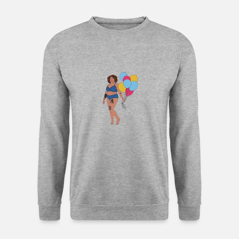 Frau mit Luftballons - Unisex Pullover - Weißgrau meliert