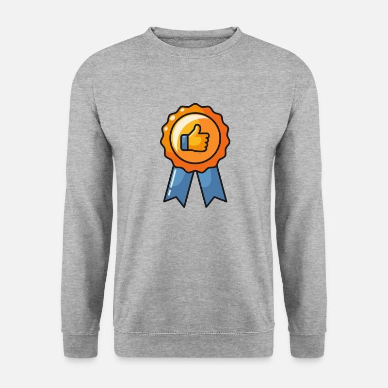 Medaille Daumen hoch - Unisex Pullover - Weißgrau meliert