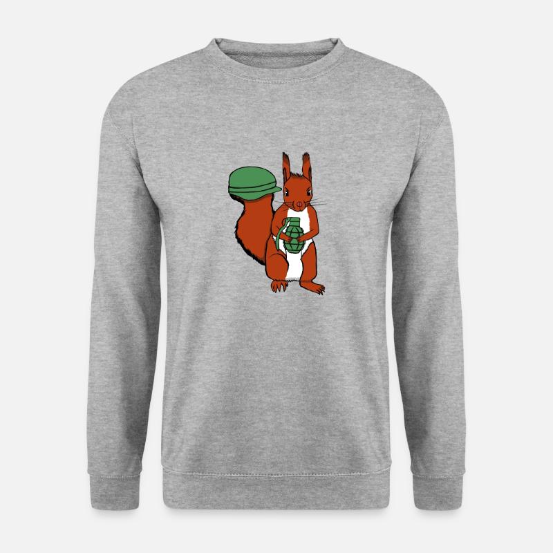 Eichhörnchen mit Granate - Unisex Pullover - Weißgrau meliert