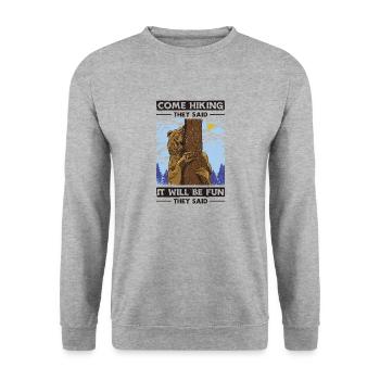 Come Hiking They Said. It will Be Fun They Said - Unisex Pullover - Weißgrau meliert - Vorne - Alina (178cm) & Michal (187cm)