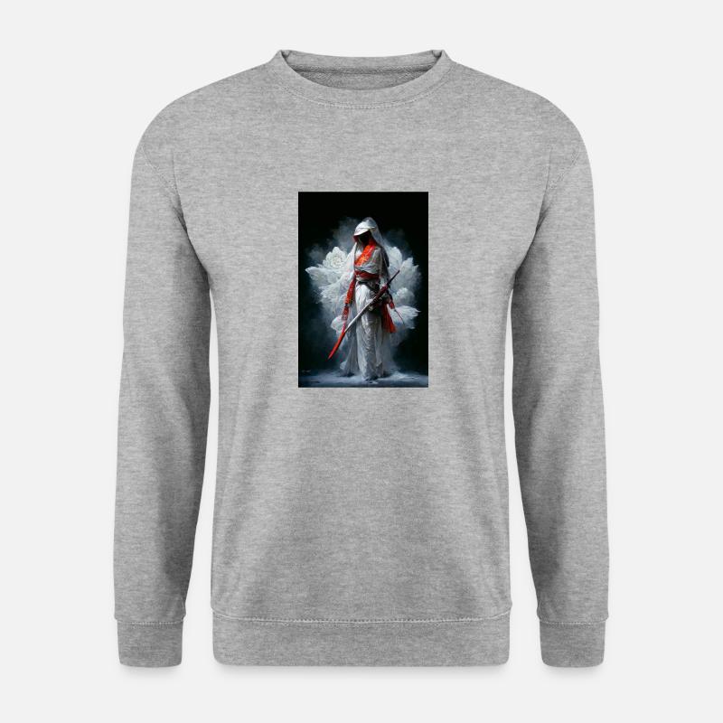 Weißer Samurai - Unisex Pullover - Weißgrau meliert