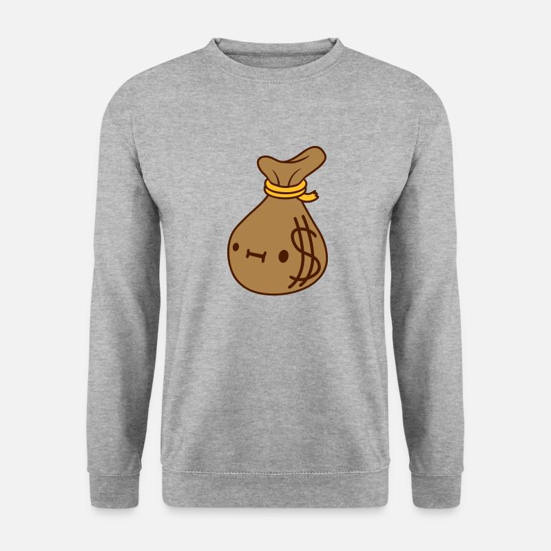 Gesicht Dollar Geld Sack - Unisex Pullover - Weißgrau meliert