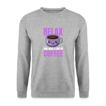 Relax and drink a cup of coffee! - Unisex Sweatshirt - salt & pepper - Front - Alina (178cm) & Michal (187cm)