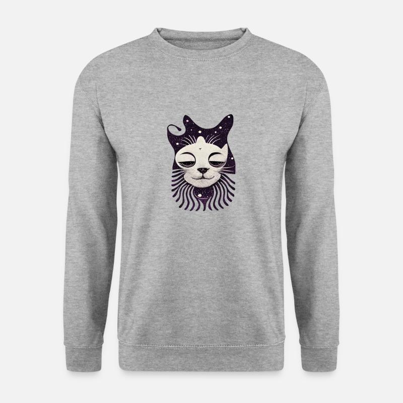 Sitzerkatze 003 - Unisex Pullover - Weißgrau meliert